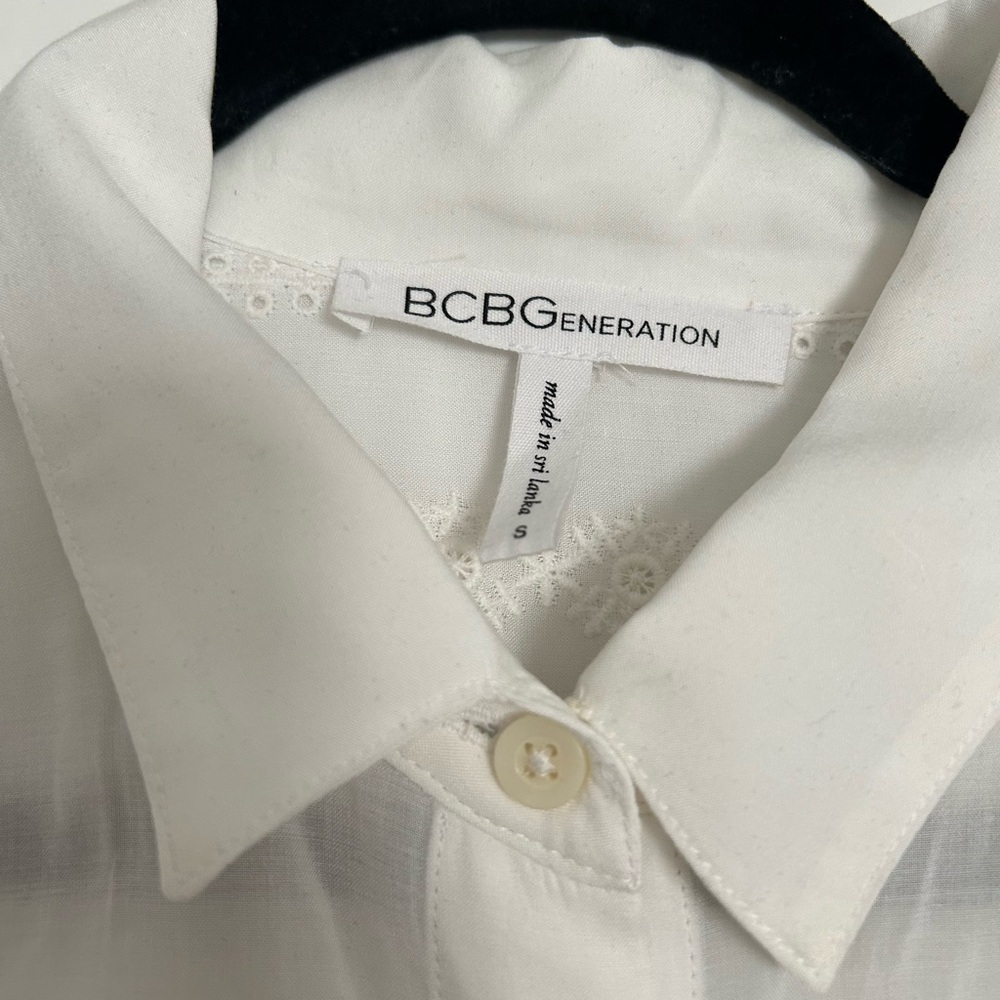 Bcbgeneration White Button Down Shirt With Dress … - image 2